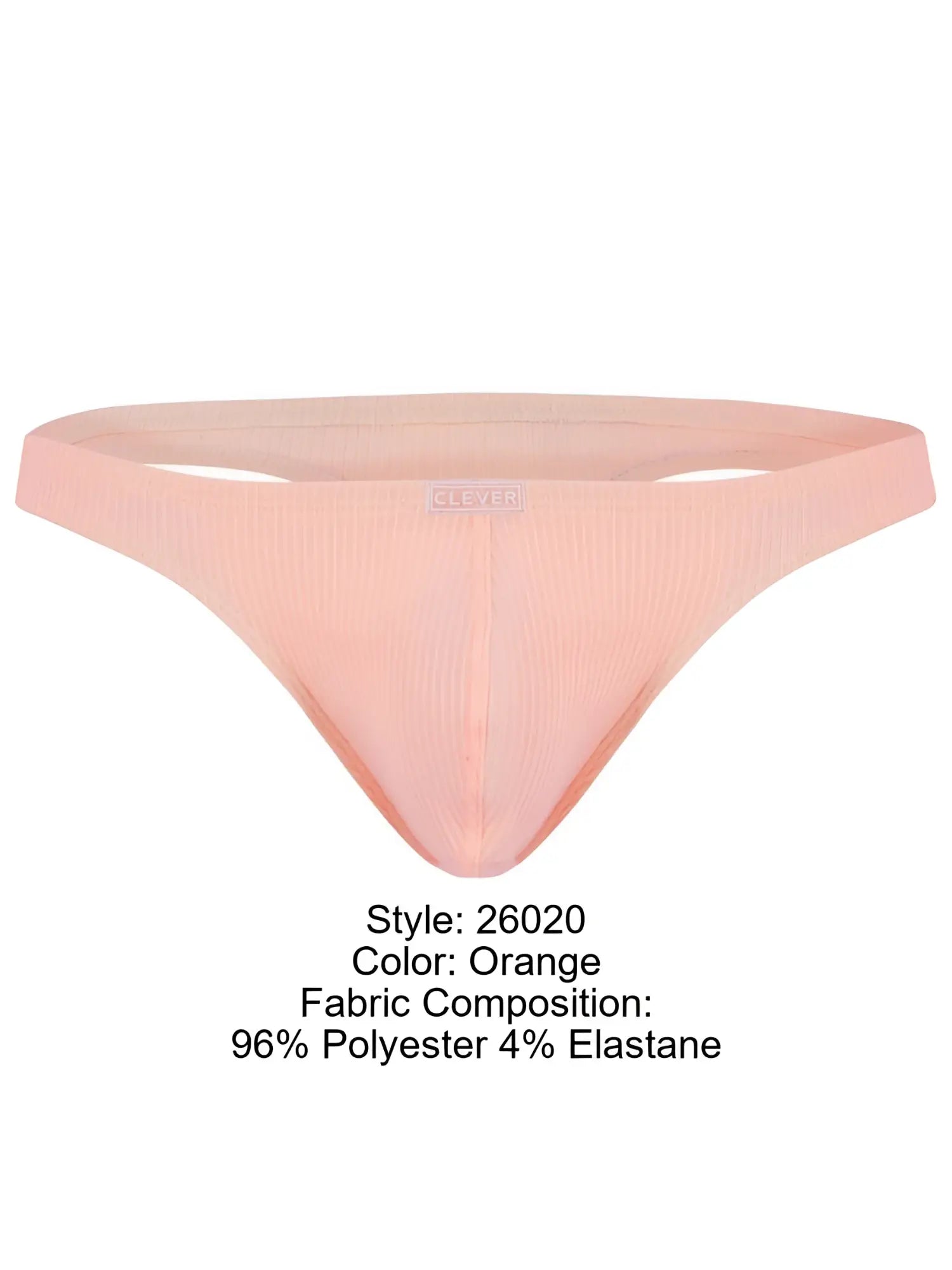 Orange clever 26020 apolo thong made of 96% polyester 4% elastane with ribbed texture for bold comfort and sleek style