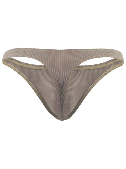 Beige ribbed clever 26021 apolo thong with gold trim offering minimalist sophistication and superior fit