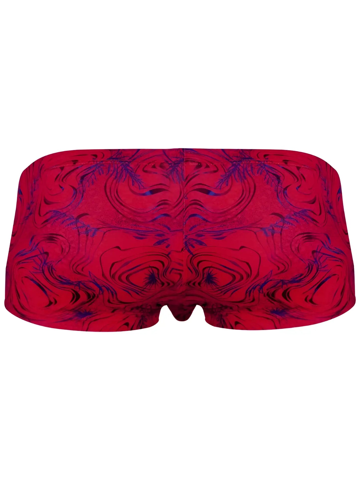 Red and purple marbled clever 26026 helion swim trunks with a bold symmetrical abstract pattern for vibrant style