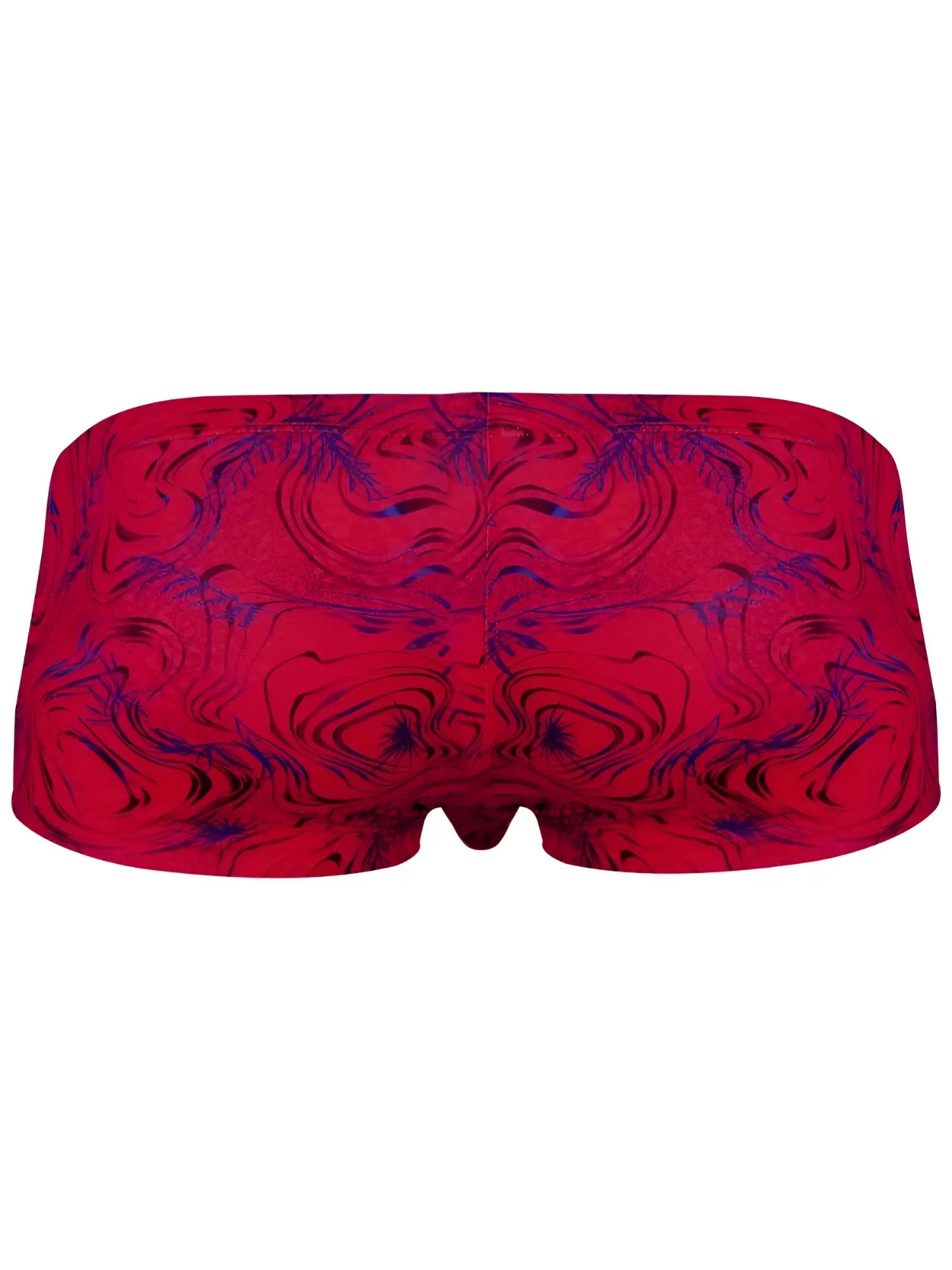 Red and purple marbled clever 26026 helion swim trunks with a bold symmetrical abstract pattern for vibrant style