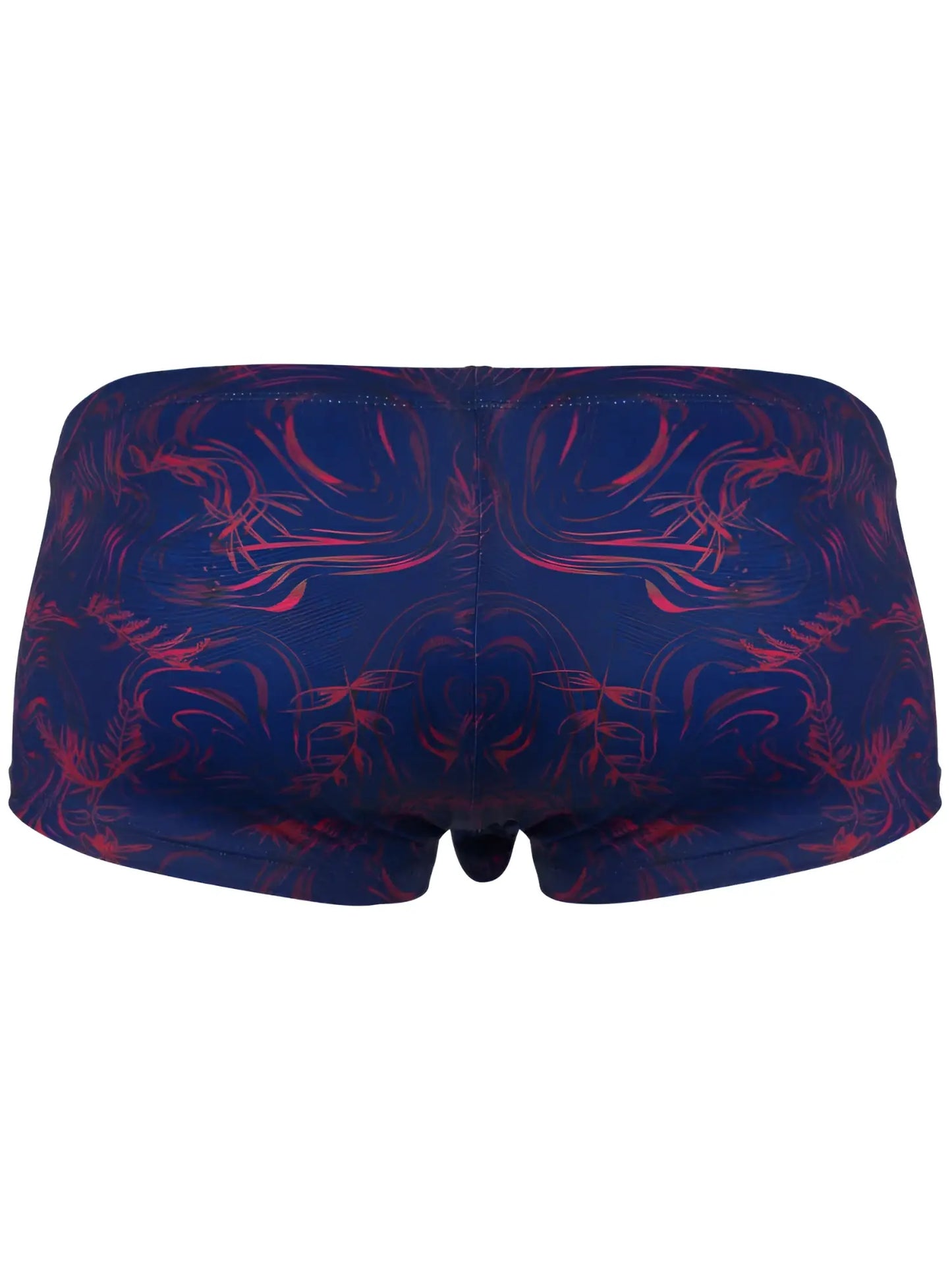 Dark blue clever 26027 helion trunks with vibrant red abstract pattern offering dynamic comfort and bold style