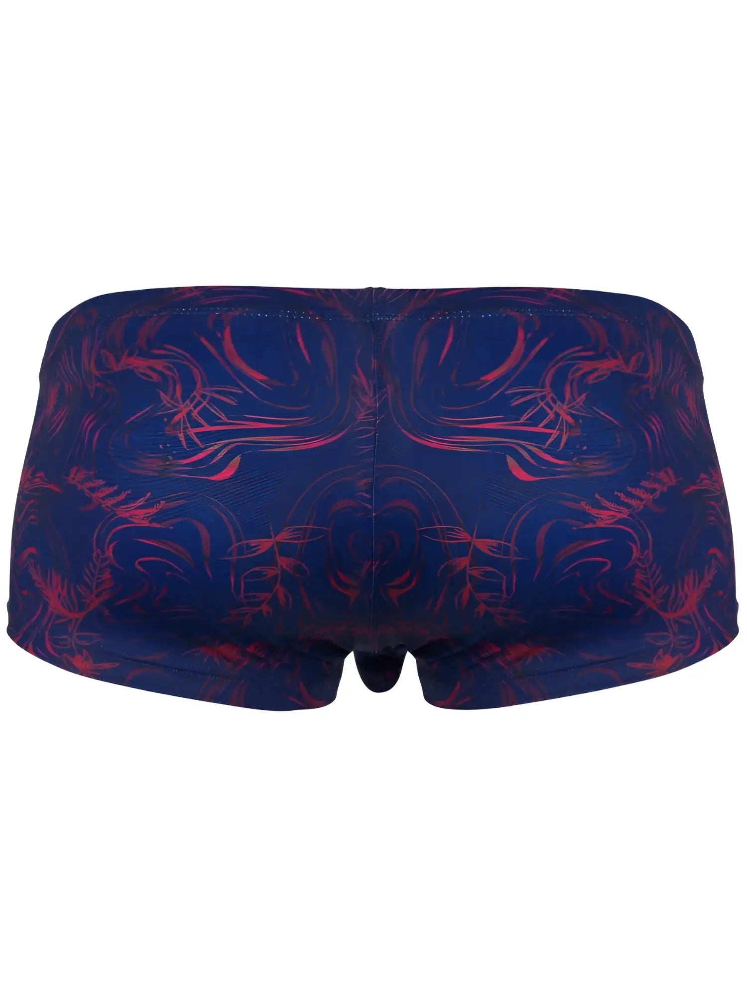Dark blue clever 26027 helion trunks with vibrant red abstract pattern offering dynamic comfort and bold style