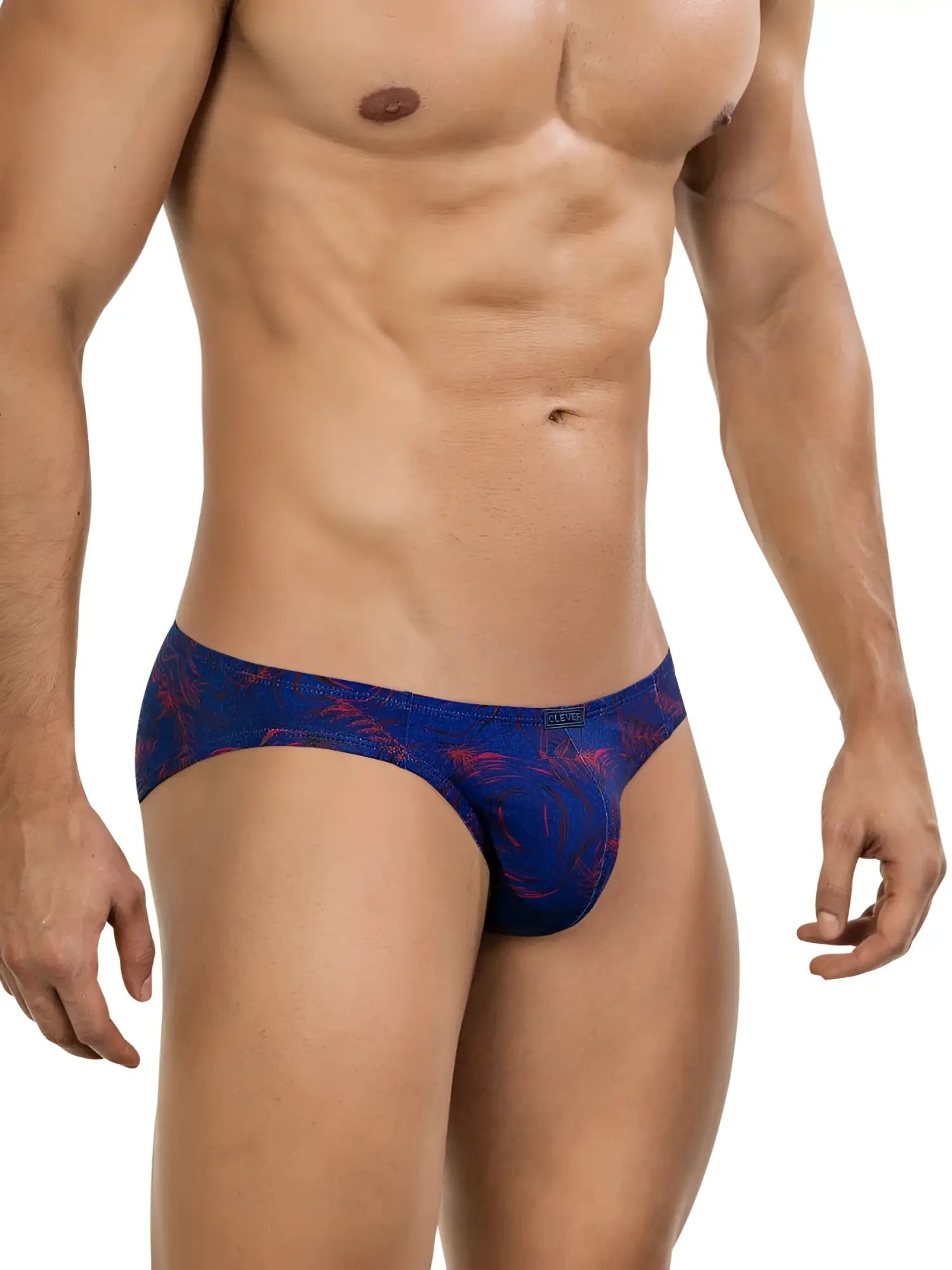 Clever 26029 helion bikini vibrant blue men’s briefs with blue and red pattern and sleek form-fitting design