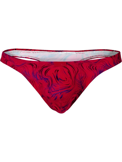 Red clever 26030 helion thong with bold red and purple marbled pattern and white inner lining