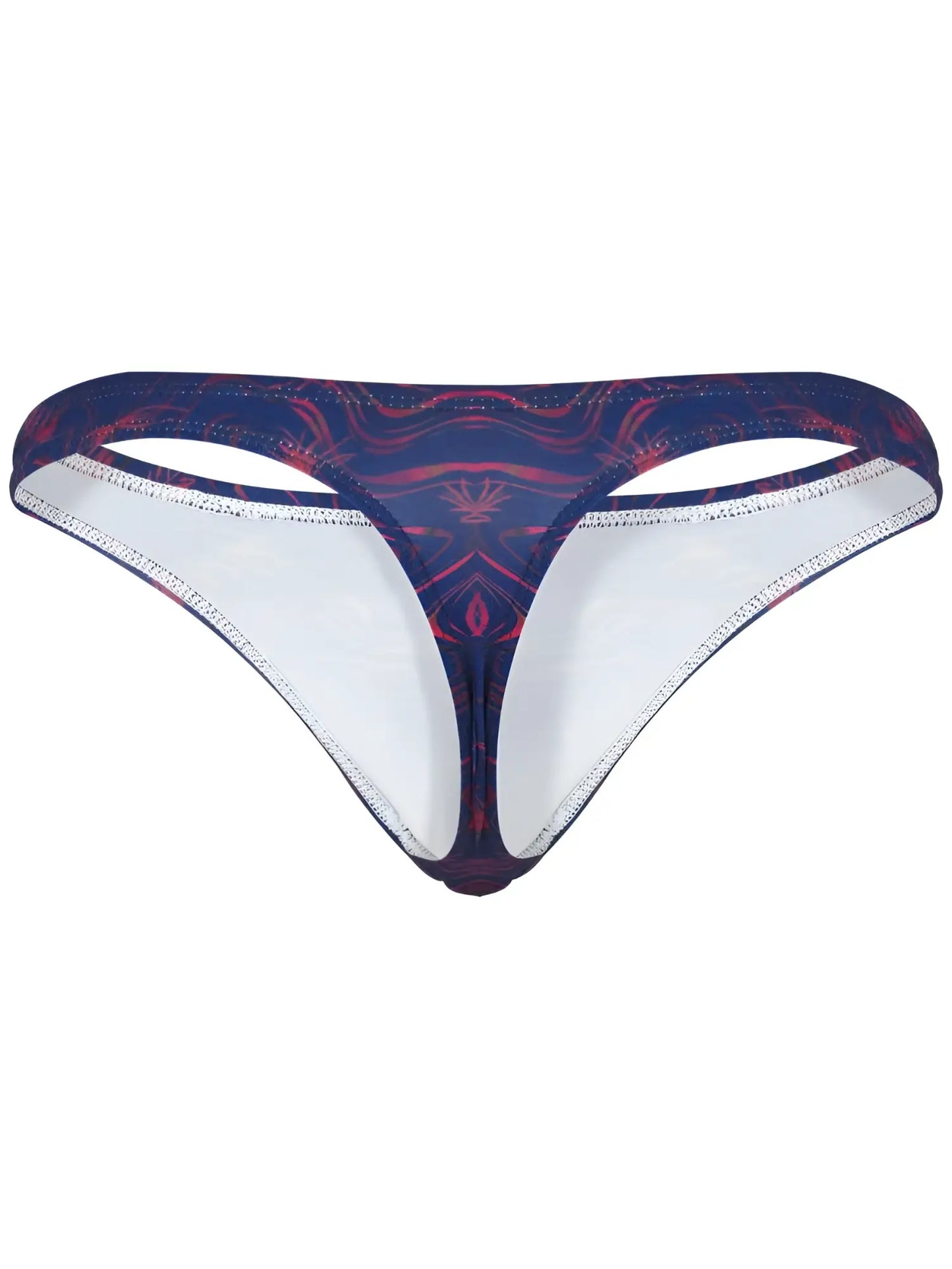 Navy blue and red abstract patterned clever 26031 helion thong with white inner lining for sophisticated style and comfort