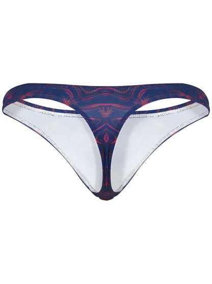 Navy blue and red abstract patterned clever 26031 helion thong with white inner lining for sophisticated style and comfort