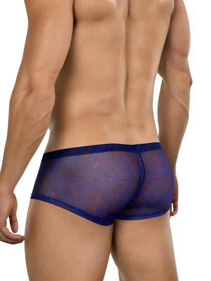 Blue clever 26033 calipso trunks sheer mesh briefs with subtle pattern and solid waistband for bold breathable style