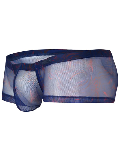 Blue clever 26033 calipso trunks mesh briefs with red and orange floral pattern on waistband bold breathable style