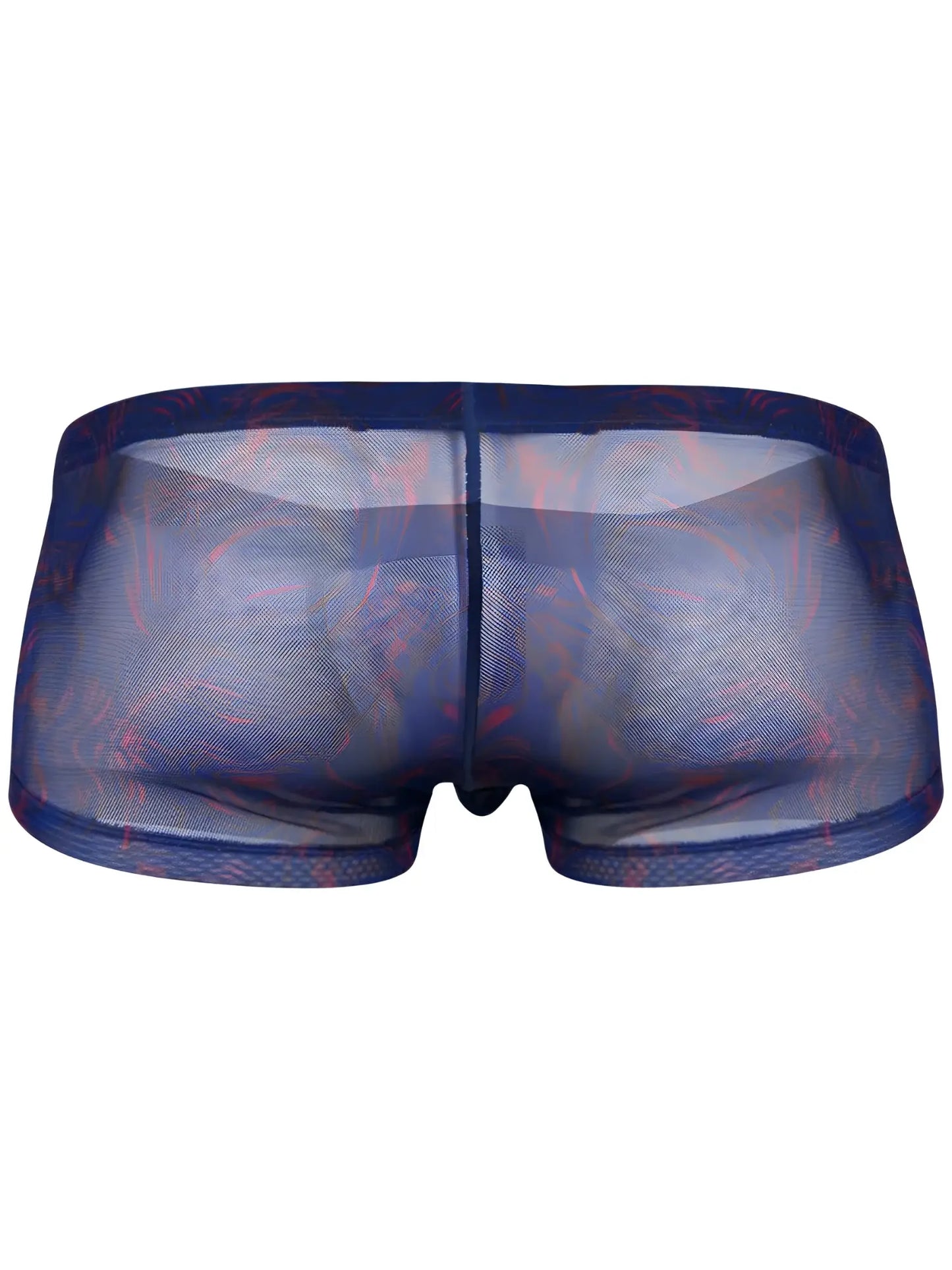 Blue clever 26033 calipso trunks sheer mesh briefs with subtle red pattern bold breathable style