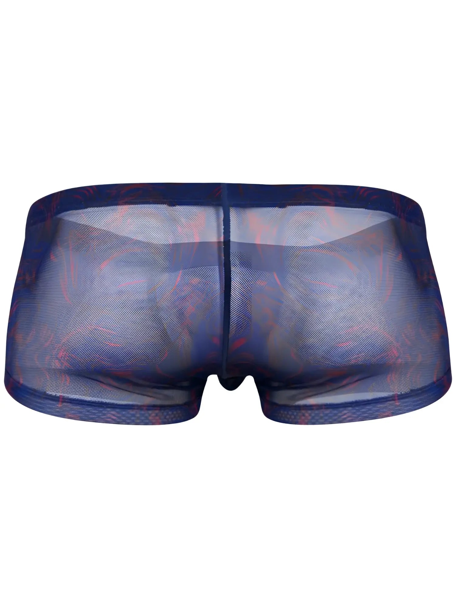 Blue clever 26033 calipso trunks sheer mesh briefs with subtle red pattern bold breathable style