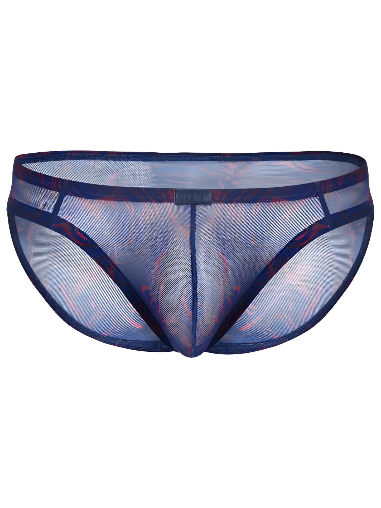 Clever 26035 calipso bikini men’s blue and red patterned mesh underwear with sheer breathable design