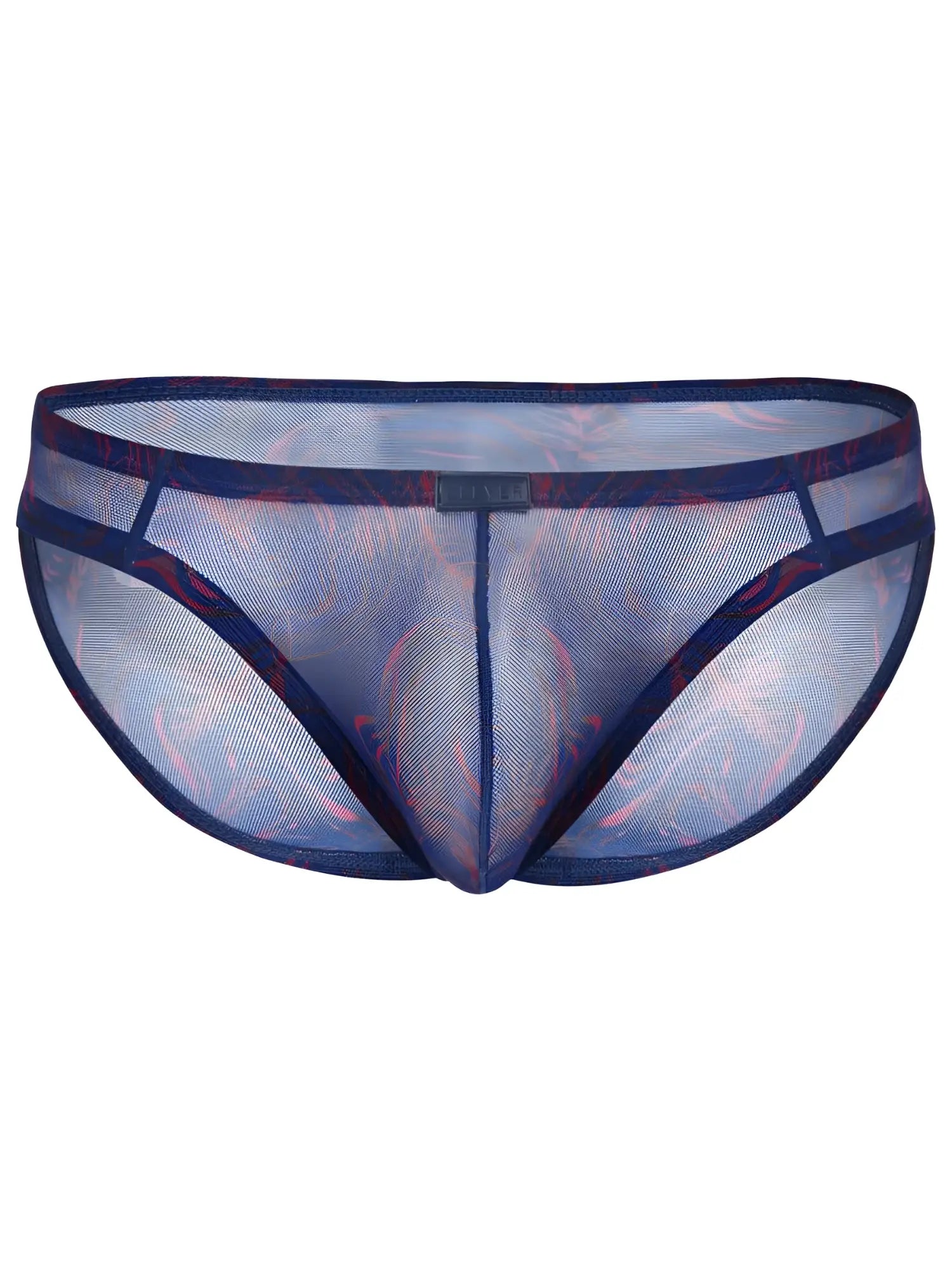 Clever 26035 calipso bikini men’s blue and red patterned mesh underwear with sheer breathable design