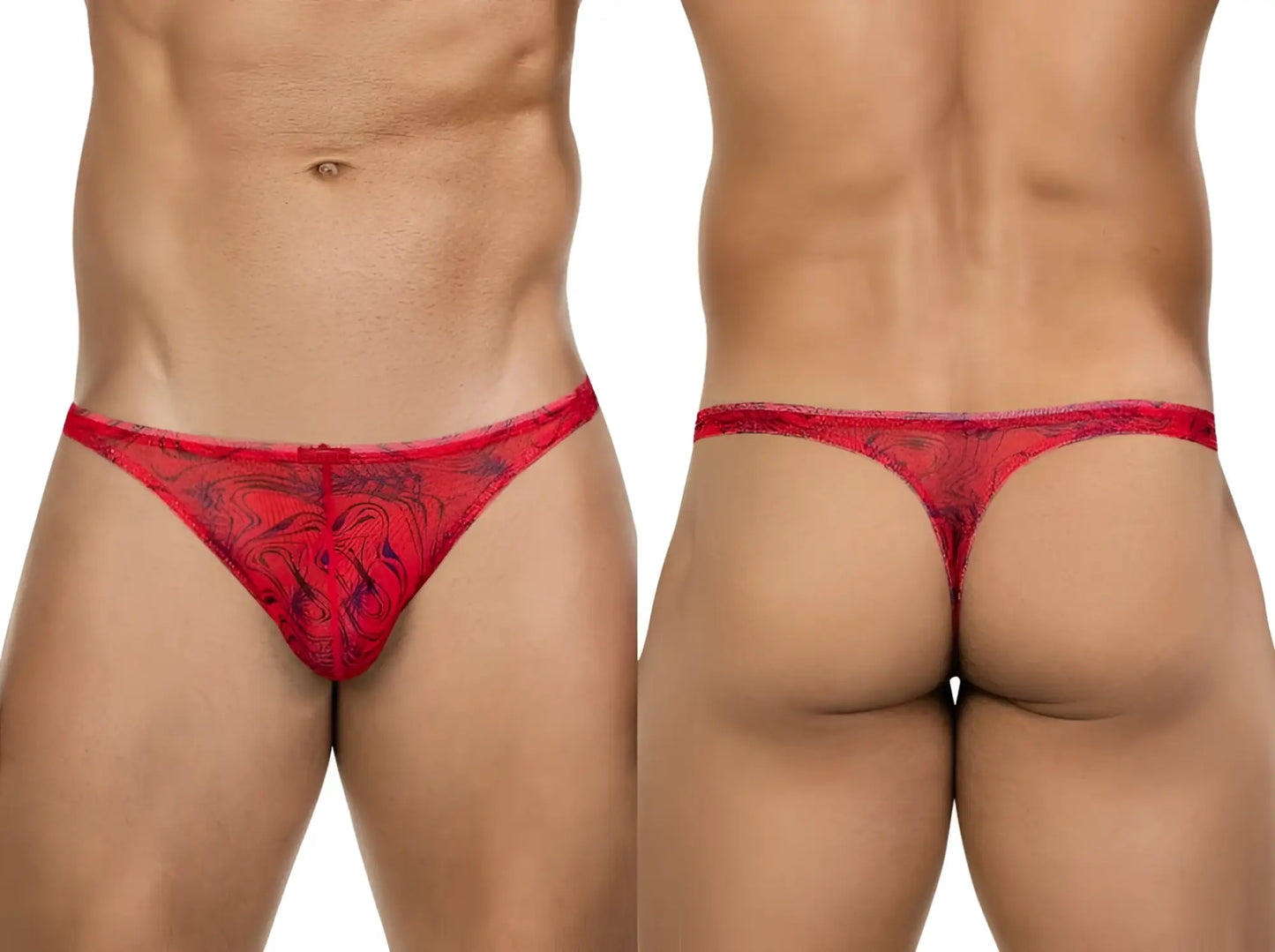 Red lace thong Clever 26036 Calipso in red with a dark pattern offers sleek and sophisticated support