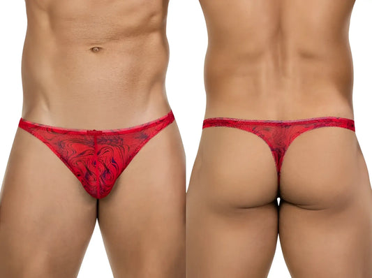 Red lace thong Clever 26036 Calipso in red with a dark pattern offers sleek and sophisticated support