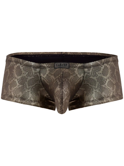 Bronze-colored clever 26042 atlas trunks with subtle metallic diamond pattern and black inner lining for men