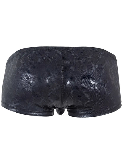 Black shiny faux leather clever 26043 atlas trunks with subtle diamond pattern in sleek black metallic color