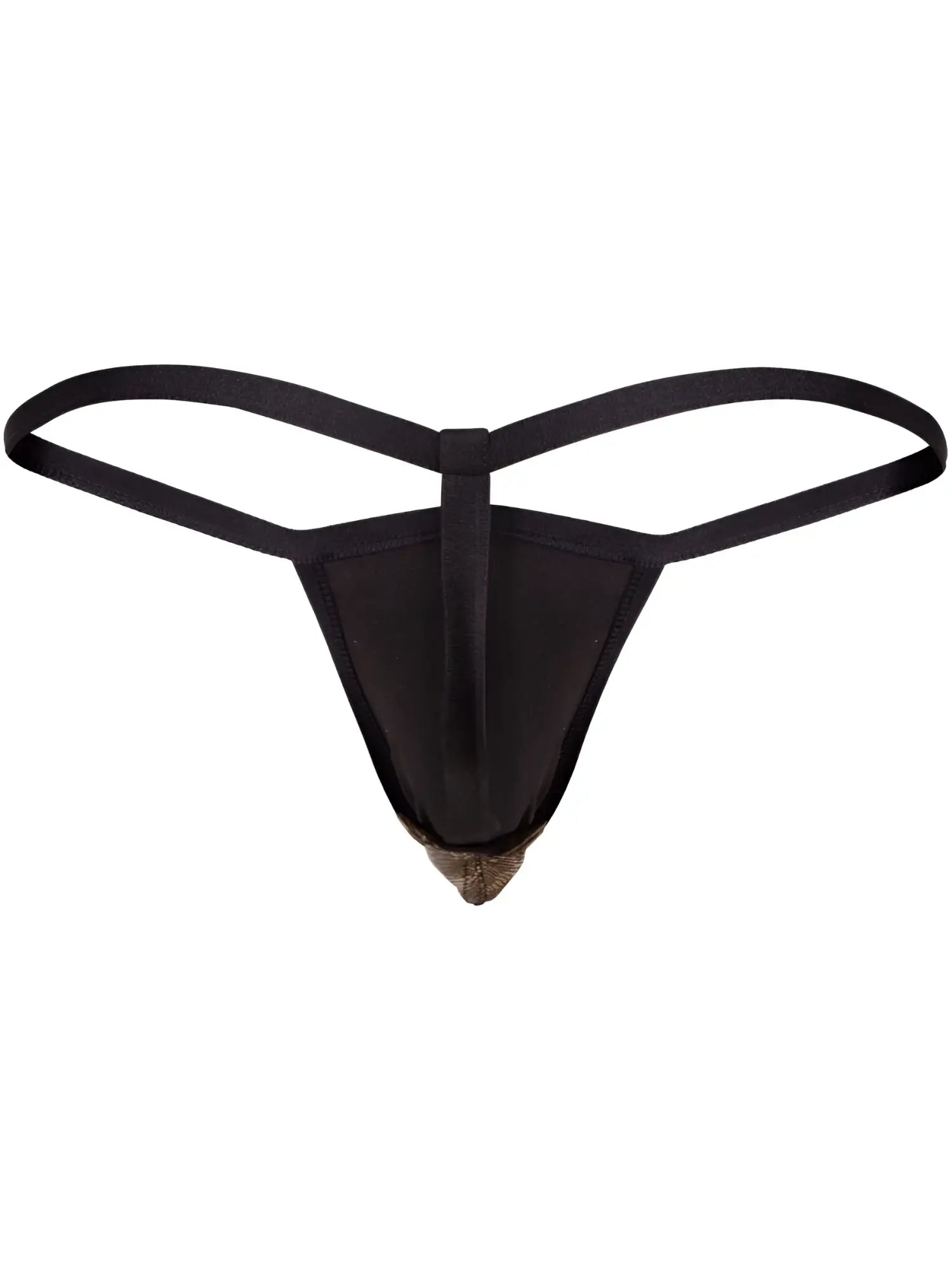 Clever 26046 atlas g-string in gold with black thong and textured metallic gold tip for bold sophistication