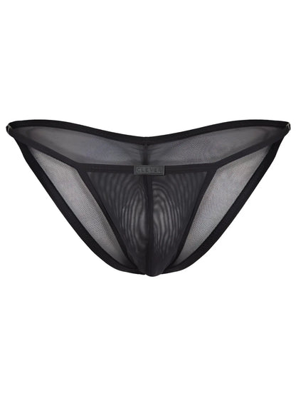 Black mesh thong clever 26057 eos bikini with sleek form fitting design and reinforced edges in black color