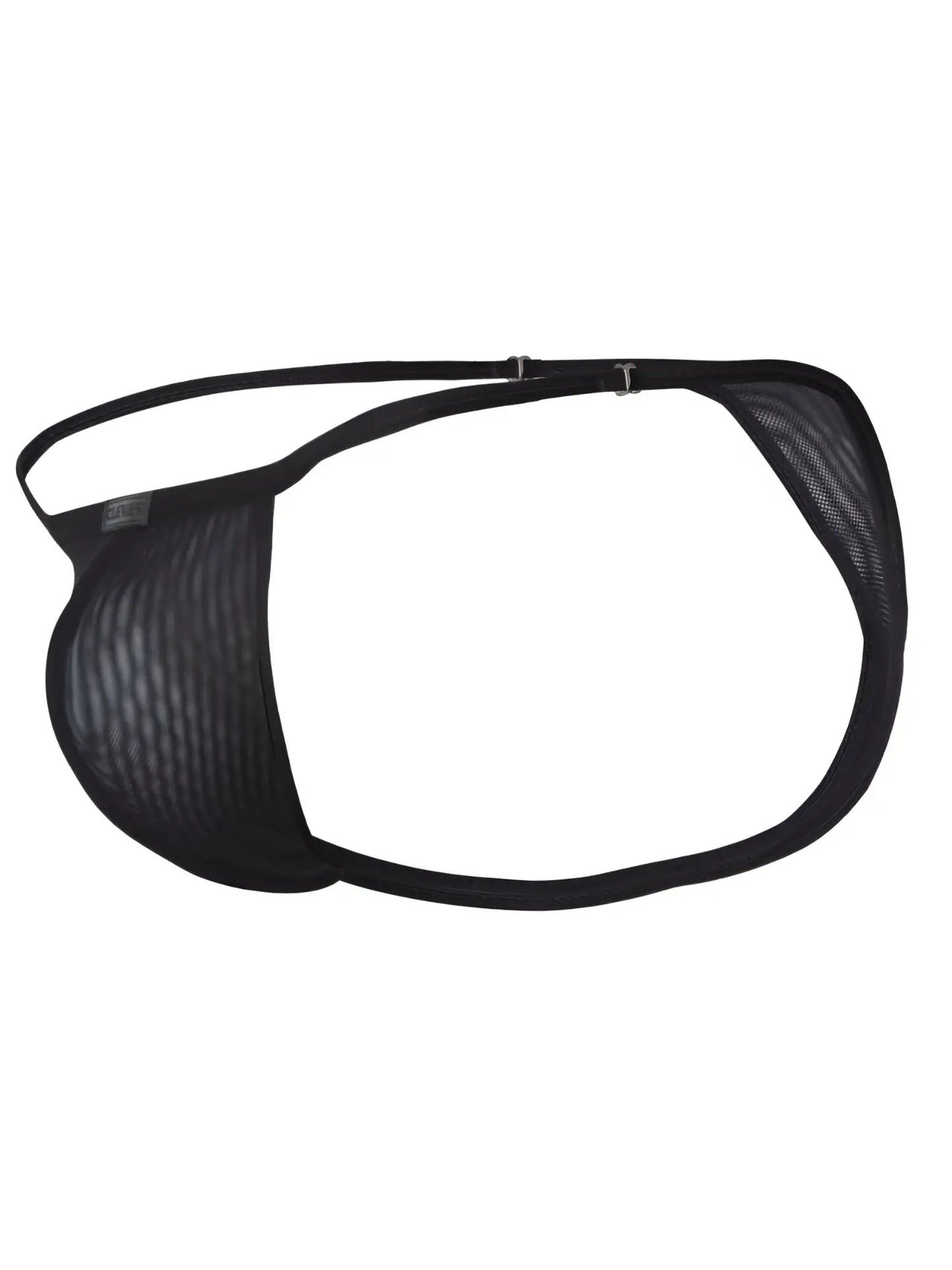 Black mesh clever 26058 eos thong with adjustable strap and metal buckle for bold and breathable sophistication