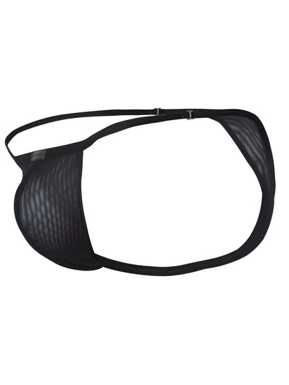 Black mesh clever 26058 eos thong with adjustable strap and metal buckle for bold and breathable sophistication