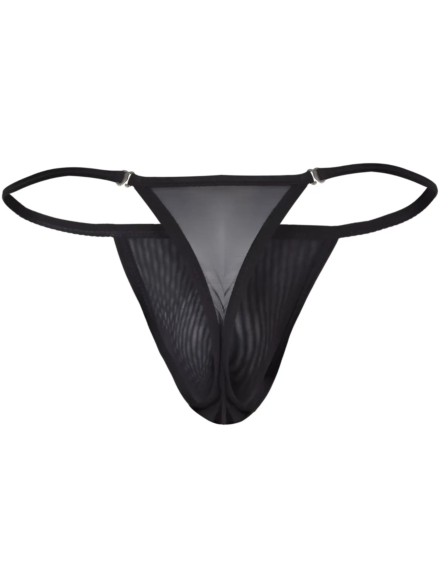 Black clever 26058 eos thong with bold breathable mesh, thin elastic straps, and central triangular panel