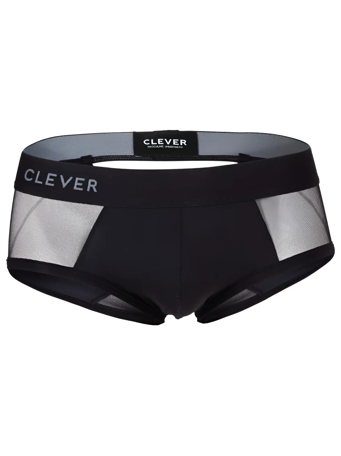 Clever 26059 tanatos briefs in bold black with silver mesh side panels for a sleek modern look