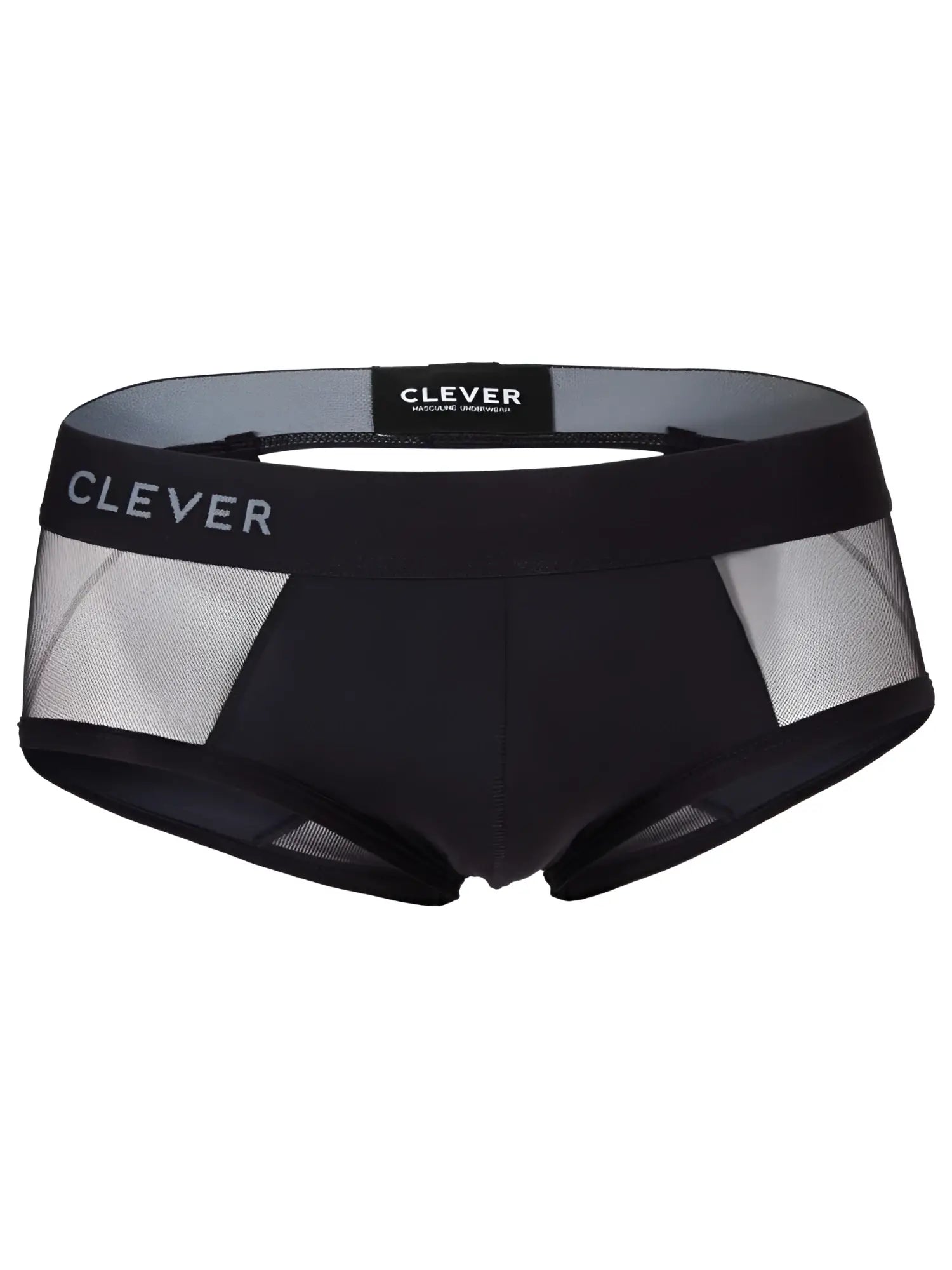 Clever 26059 tanatos briefs in bold black with silver mesh side panels for a sleek modern look