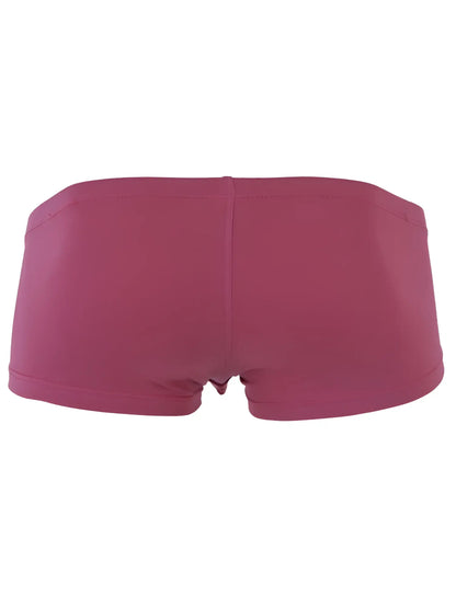 A pair of clever 26066 magenta seamless australian latin trunks with smooth stretchy fabric in multi-colored pack