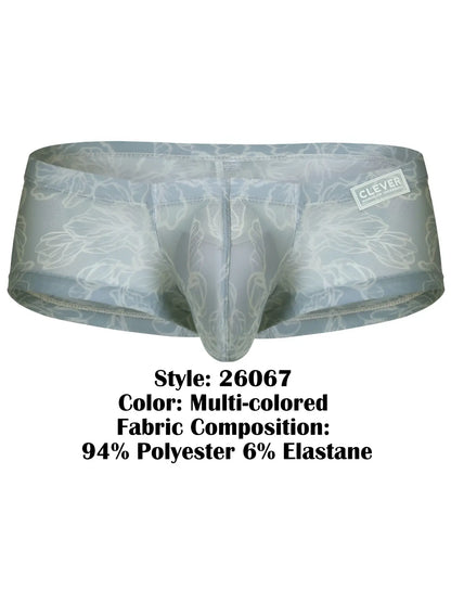 Clever 26067 3pk Australian Latin trunks multicolored floral pattern sheer stretchy fabric men’s underwear