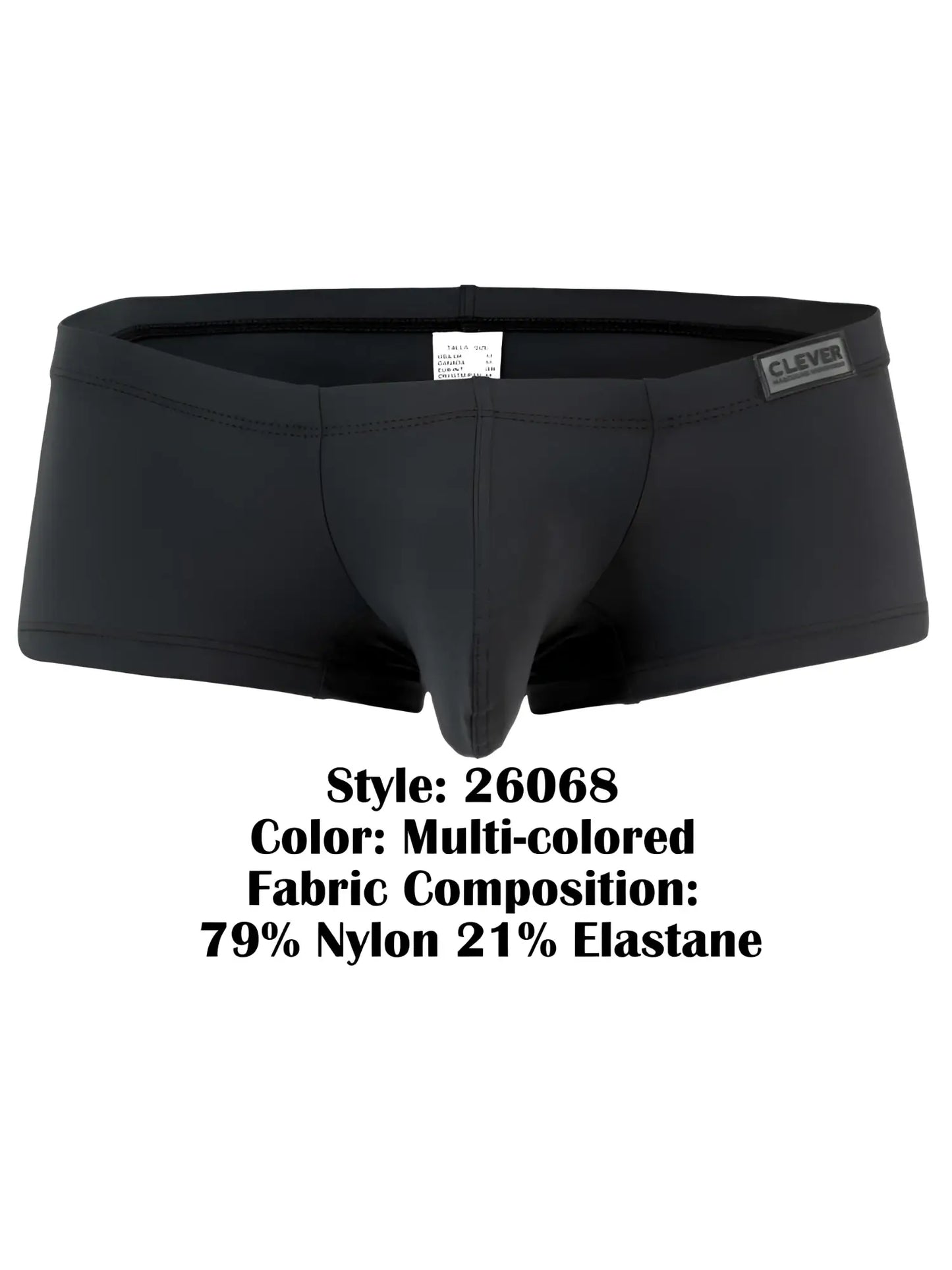 Black men’s briefs clever 26068 3pk australian latin trunks multi-colored made from 79% nylon 21% elastane