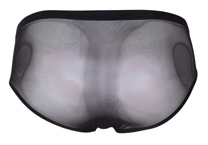 Black mesh briefs with solid black waistband and leg openings from clever 519962 australian latin 3pk pack
