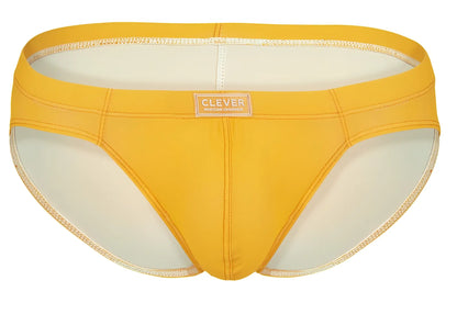 Bright yellow clever 519967 7pk briefs with smooth stretchy fabric and subtle white stitching along edges
