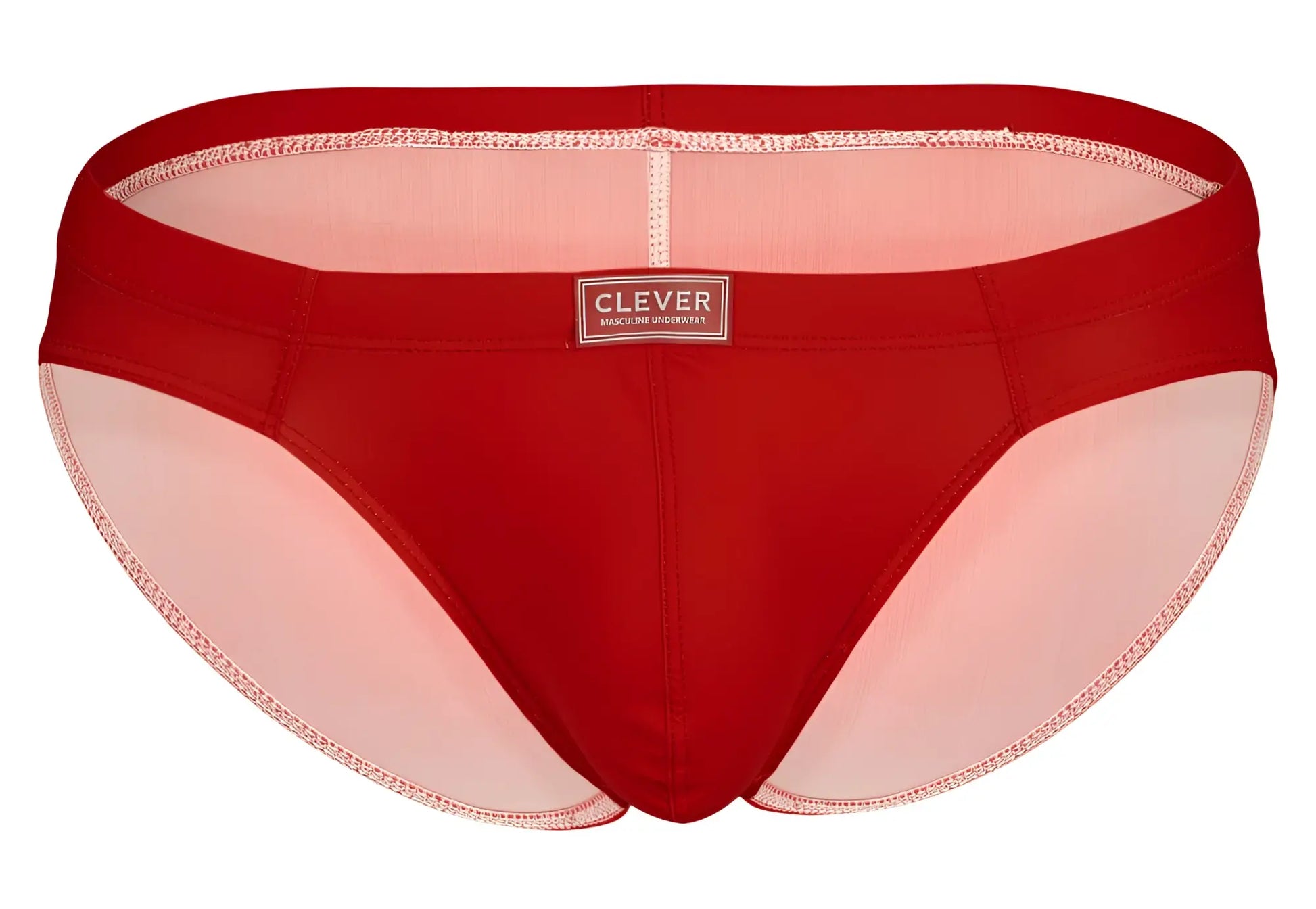Red clever 519967 7PK multi-colored men’s briefs with pink mesh panels and matching elastic waistband front view