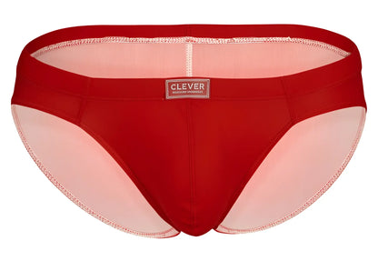 Red clever 519967 7PK multi-colored men’s briefs with pink mesh panels and matching elastic waistband front view