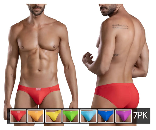 Red clever 519967 men’s briefs with a snug fit and a small brand logo on the waistband in multi-colored pack