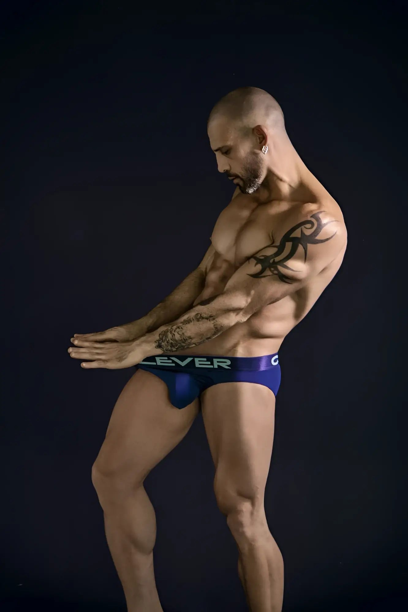 Blue clever athletic briefs with white logo on waistband from clever 519968 3pk australian latin briefs set