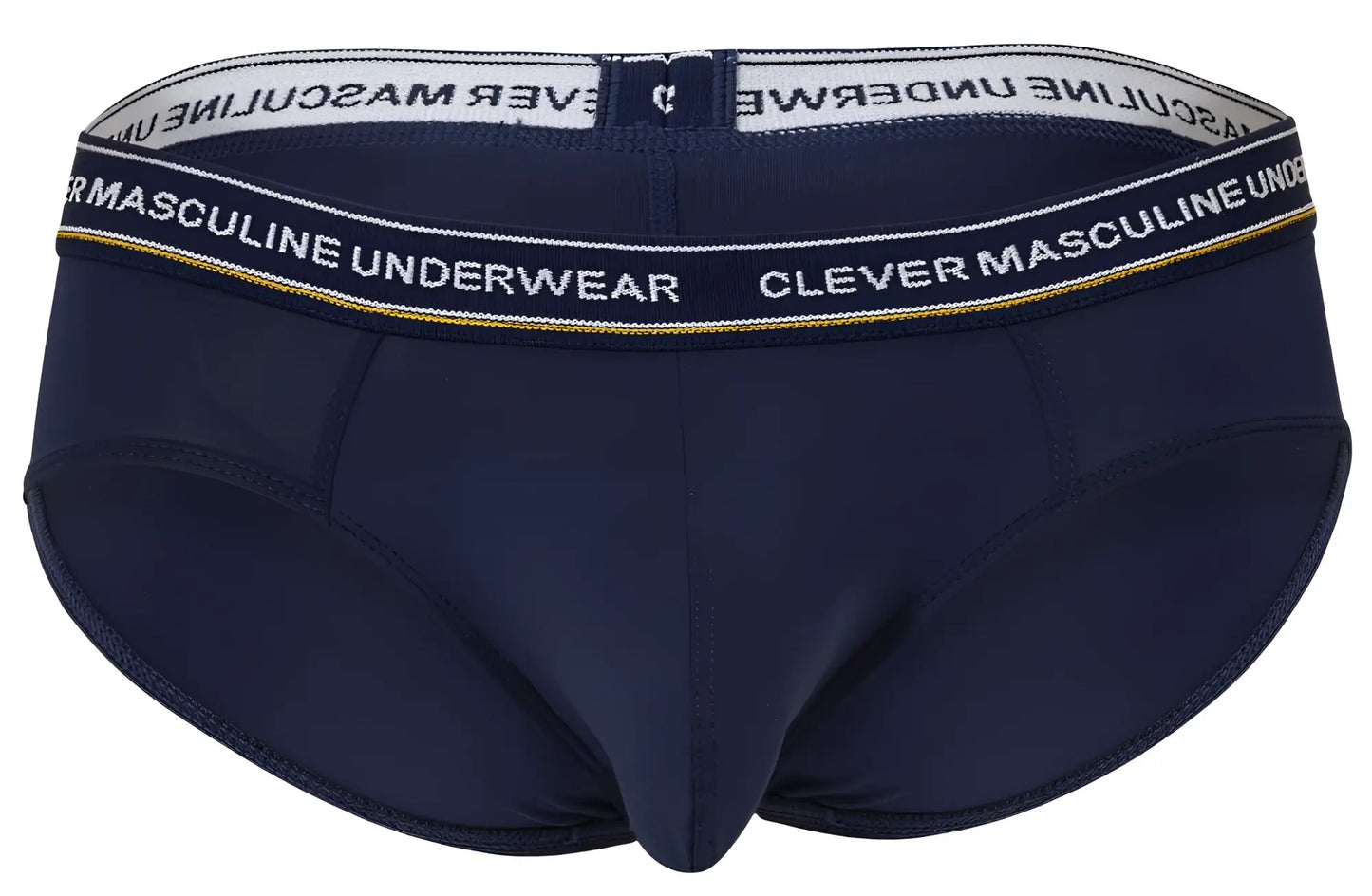 Navy blue clever 519969 australian latin men’s briefs with white waistband clever masculine underwear text and gold trim