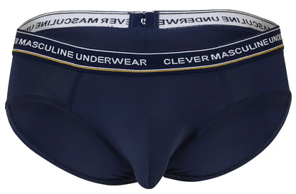 Navy blue clever 519969 australian latin men’s briefs with white waistband clever masculine underwear text and gold trim