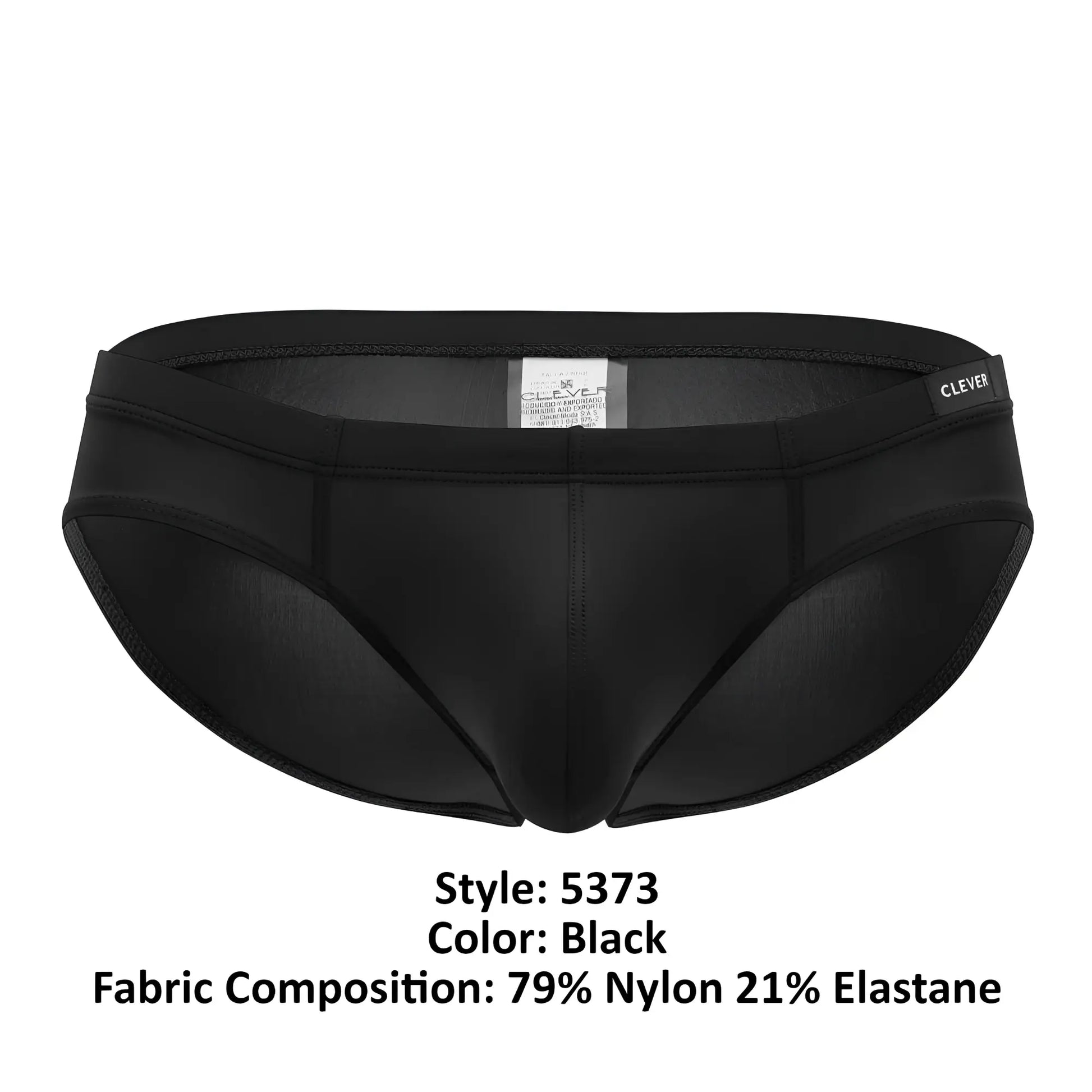 Clever 5373 australian latin briefs in black form-fitting design made of 79 nylon and 21 elastane