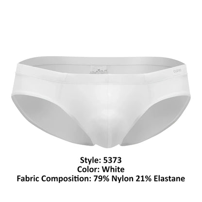 White clever 5373 australian latin briefs in sleek form-fitting design made from 79 nylon and 21 elastane