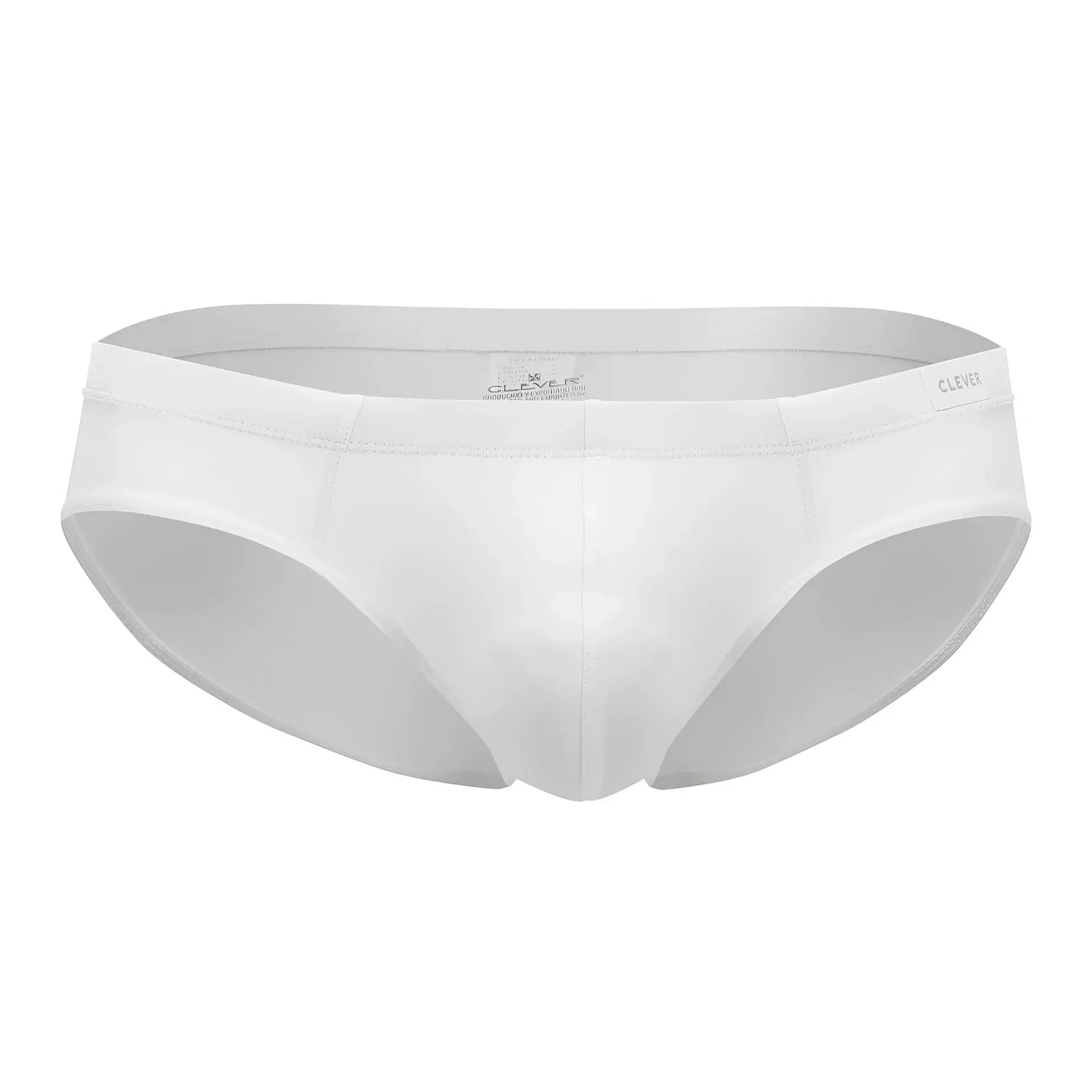 White clever 5373 australian latin briefs with smooth seamless design embroidered waistband in white color