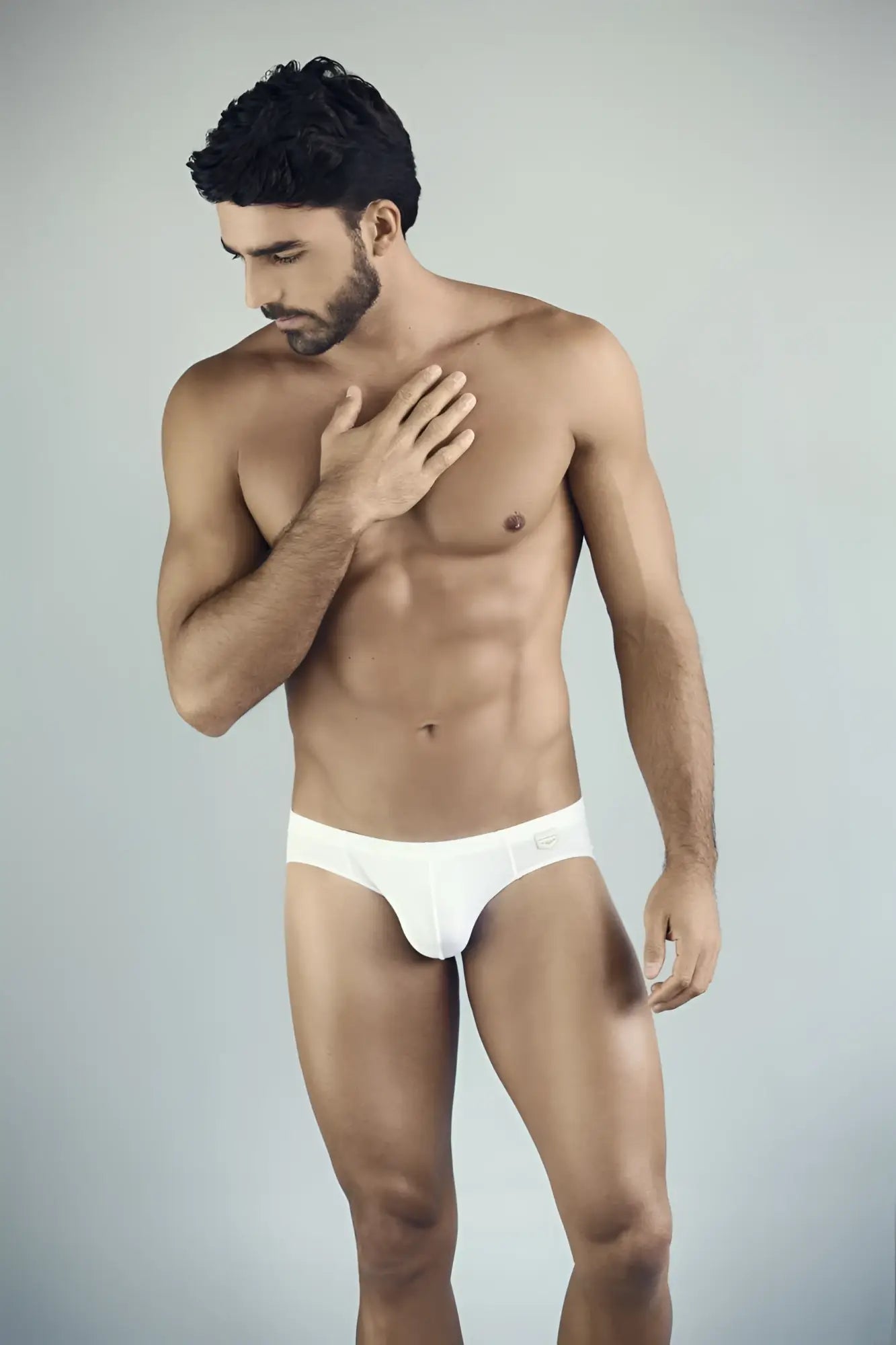White clever 5373 australian latin briefs with a subtle logo on the waistband in soft breathable fabric