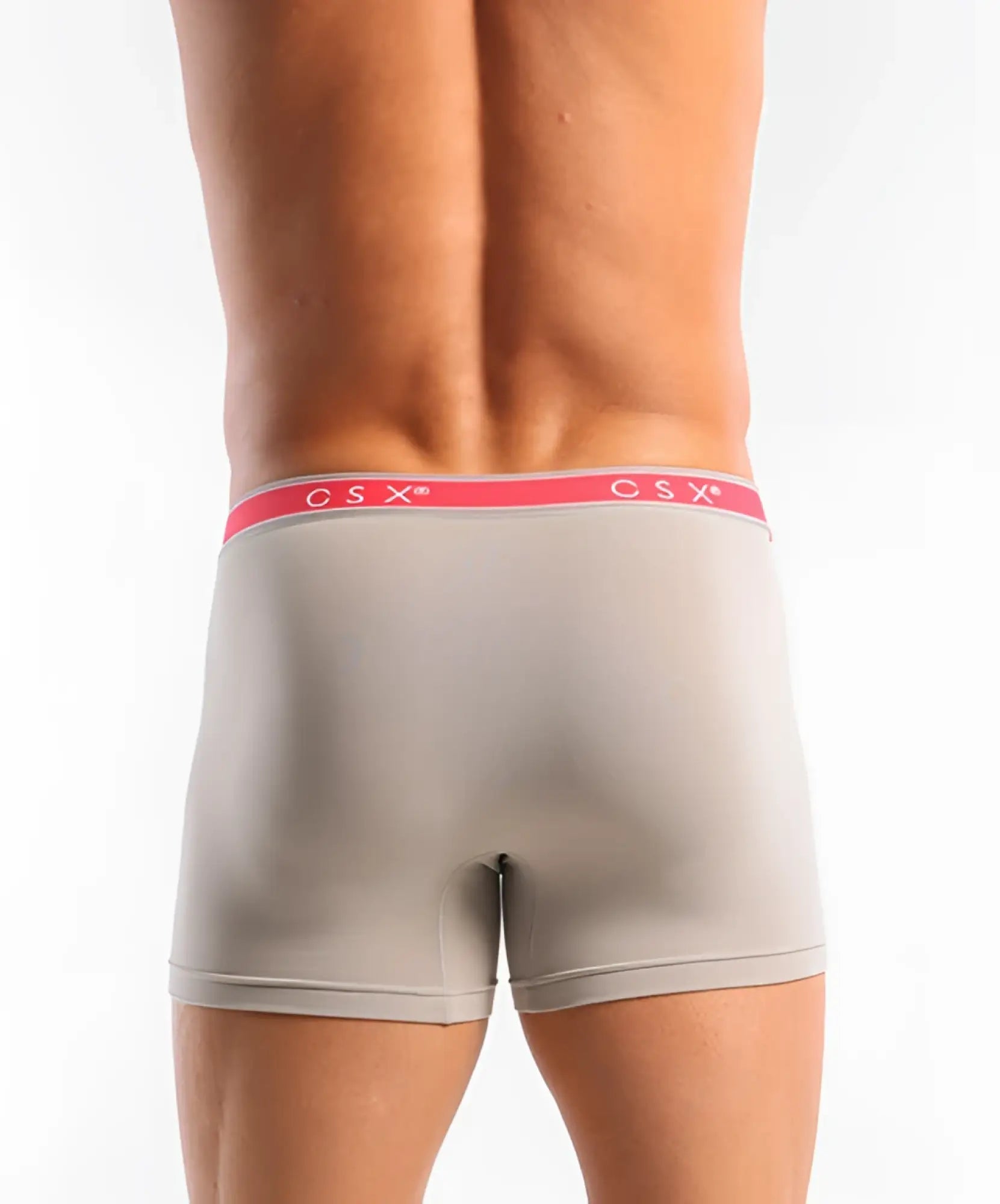 Gray cocksox classic boxer briefs with a pink csx logo waistband in size small designed for comfortable everyday wear