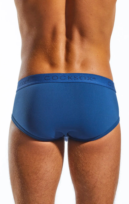 Blue cocksox men’s supplex sports briefs with smooth form-fitting fabric and subtle logo on the waistband
