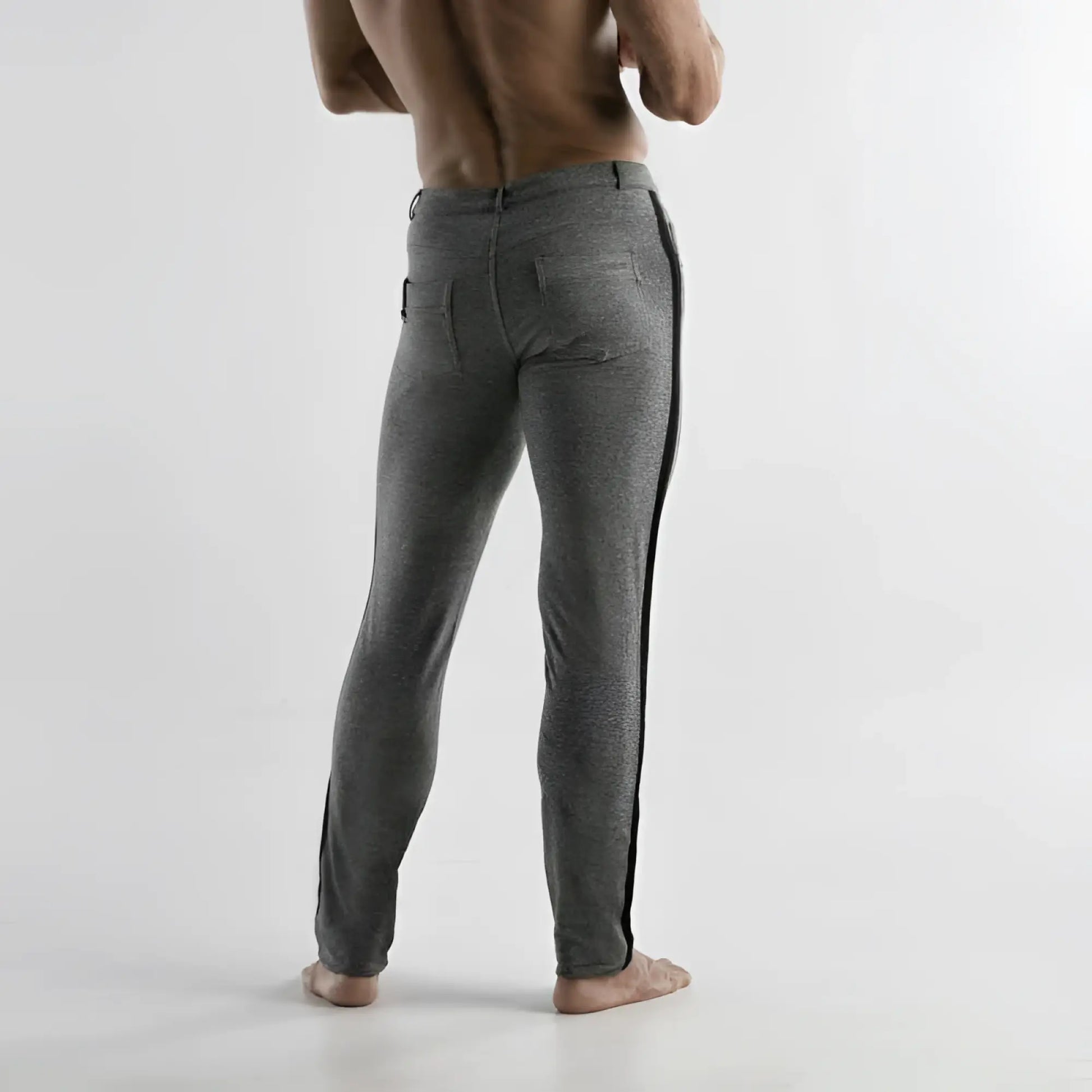 Gray Code 22 stretch 5 pocket jogger pants with black side stripes in size 30 for comfortable casual wear