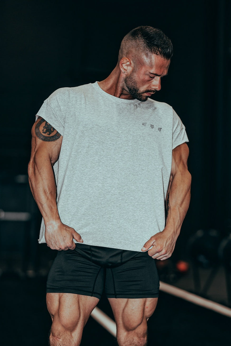 Jed North Men's Oversized Raw-Cut Cropped Tee - Heather Gray