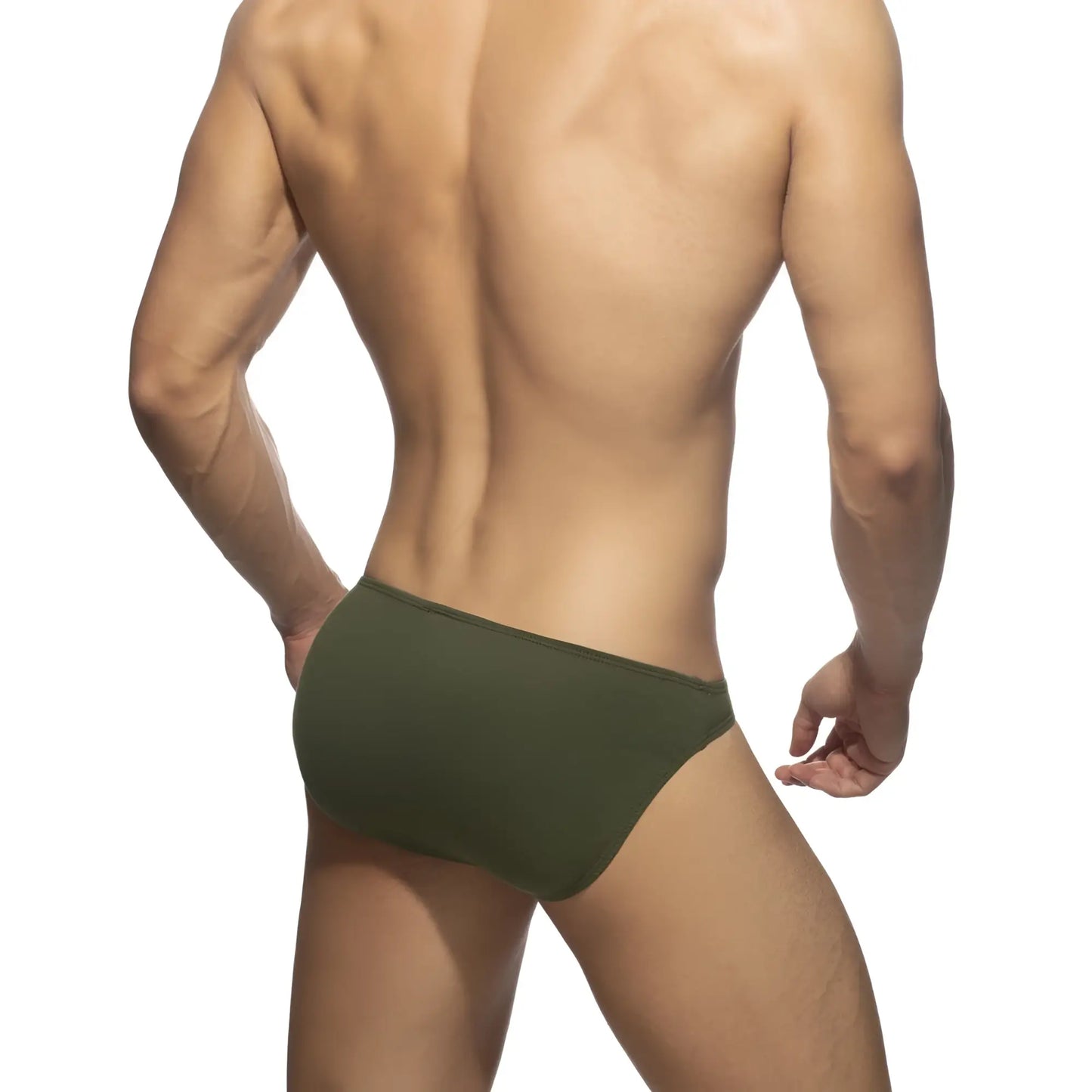 Olive green cotton bikini brief showcasing soft breathable fabric ideal for everyday comfort