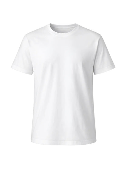 White cotton crew neck t-shirt with short sleeves ideal for casual wear and comfortable everyday use