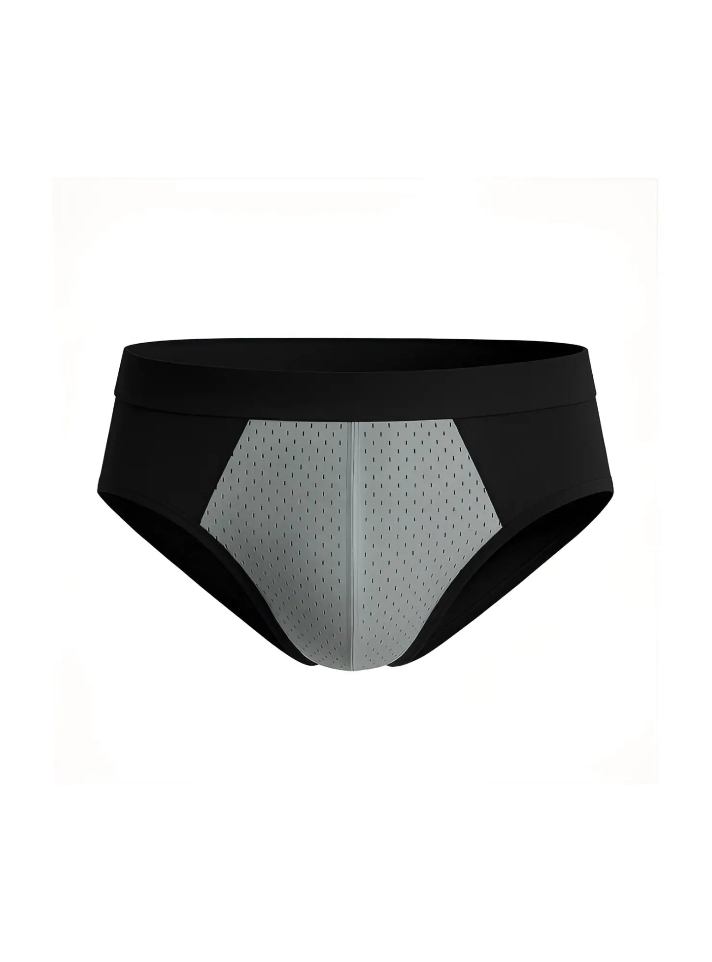 Black and gray cotton stretch athletic briefs with mesh panel design for breathability and comfort