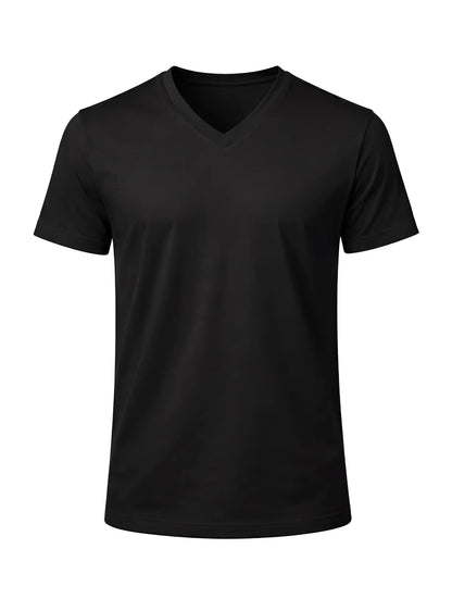 Black v neck cotton t shirt with short sleeves soft breathable fabric for casual wear